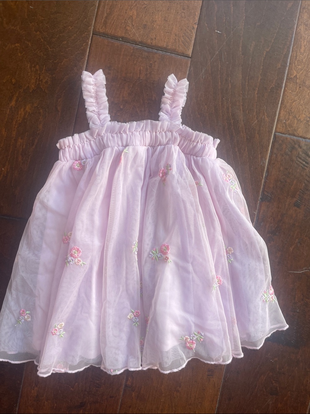 ZUNIE Girls Size 18 months Pink Floral Embroidered Tulle Girls Dress